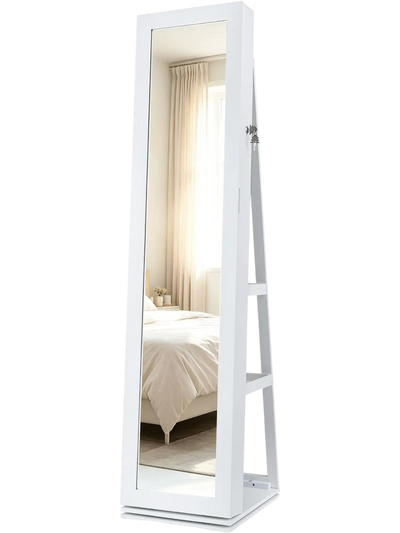 Costway 360° Swivel Jewelry Cabinet Full-Length Mirror 56255771 New