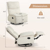 Beige 360° swivel rocking chair with cushioned back, adjustable footrest, and sturdy metal frame for living room.