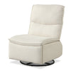 Beige 360° swivel rocking chair with cushioned back and footrest, perfect for living room comfort and style.