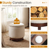 360° swivel velvet foot rest in beige with hidden storage, solid acacia wood frame, supports 400 lbs, ideal for living.