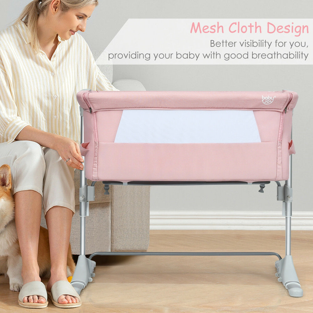 Travel Portable Baby Bed Side Sleeper  Bassinet Crib with Carrying Bag-Pink - Gallery View 1 of 11