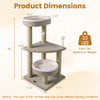 36" carpeted cat tree with plush perches, scratching posts, and dangling ball for interactive play and lounging.