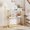 36" Console Table 2-Tier Entryway Table with Wooden Open Shelves and Metal Frame-White - Gallery View 1 of 12