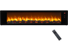 36" electric fireplace with adjustable brightness, lifelike firewood, and remote control for cozy ambiance in any room.