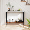 36-inch industrial console table with sintered stone tabletop and 2-tier storage, perfect for entryway or living room.