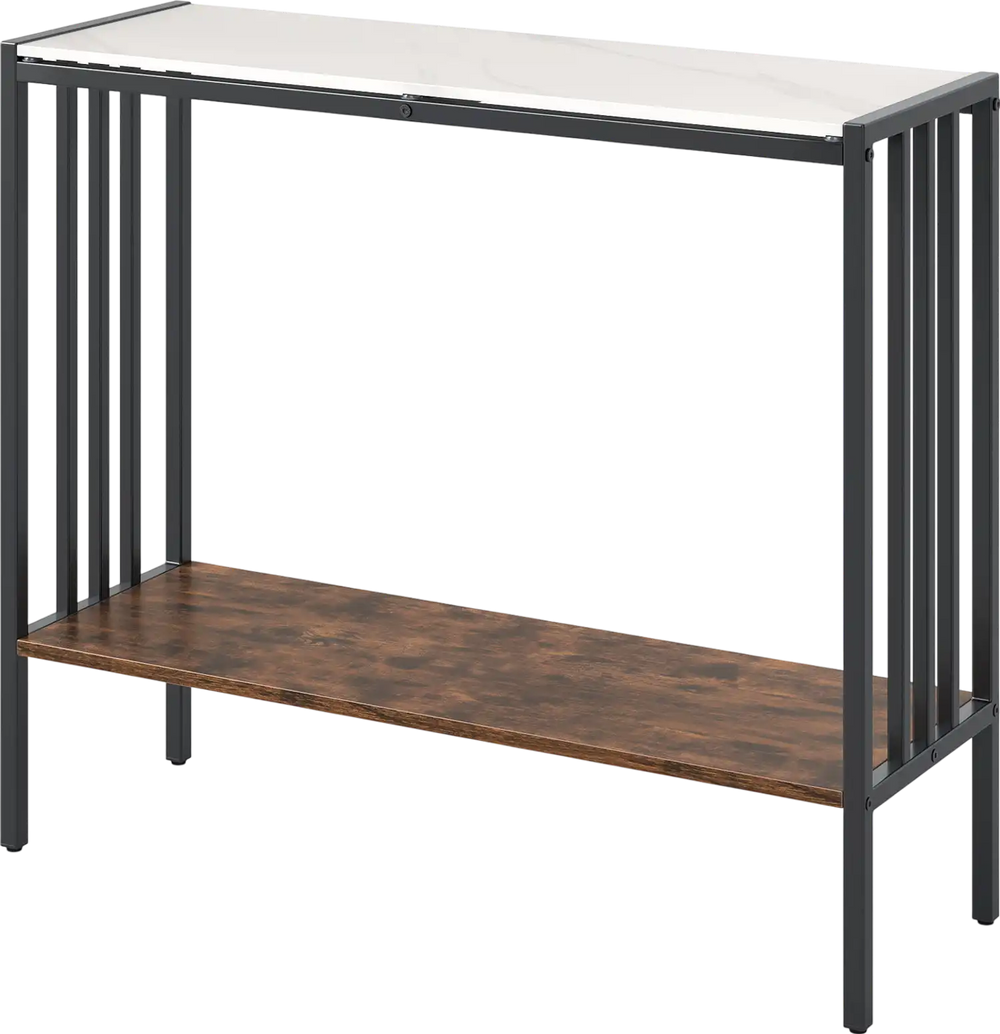 36 Inch Console Table 2-Tier Industrial Foyer Table with Sintered Stone Tabletop