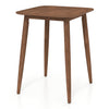 Walnut 36-inch counter height bar table with rounded corners and non-slip foot pads, ideal for safety and stability.