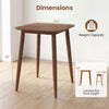 36-inch walnut counter height bar table with solid rubberwood legs, suitable for 24"-26" bar stools, ideal for dining.