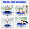 36-inch blue mini folding trampoline with sturdy steel frame, ideal for various exercises and safe fitness routines.