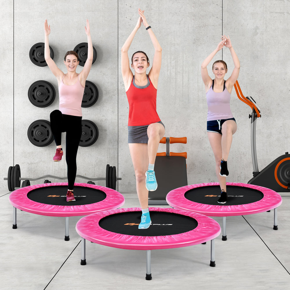 36 Inch Mini Folding Trampoline Portable Recreational Fitness Rebounder-Pink - Gallery View 1 of 14