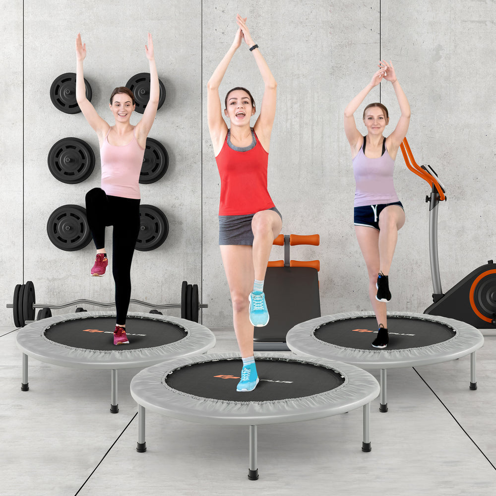 36 Inch Mini Folding Trampoline Portable Recreational Fitness Rebounder-Silver - Gallery View 1 of 14