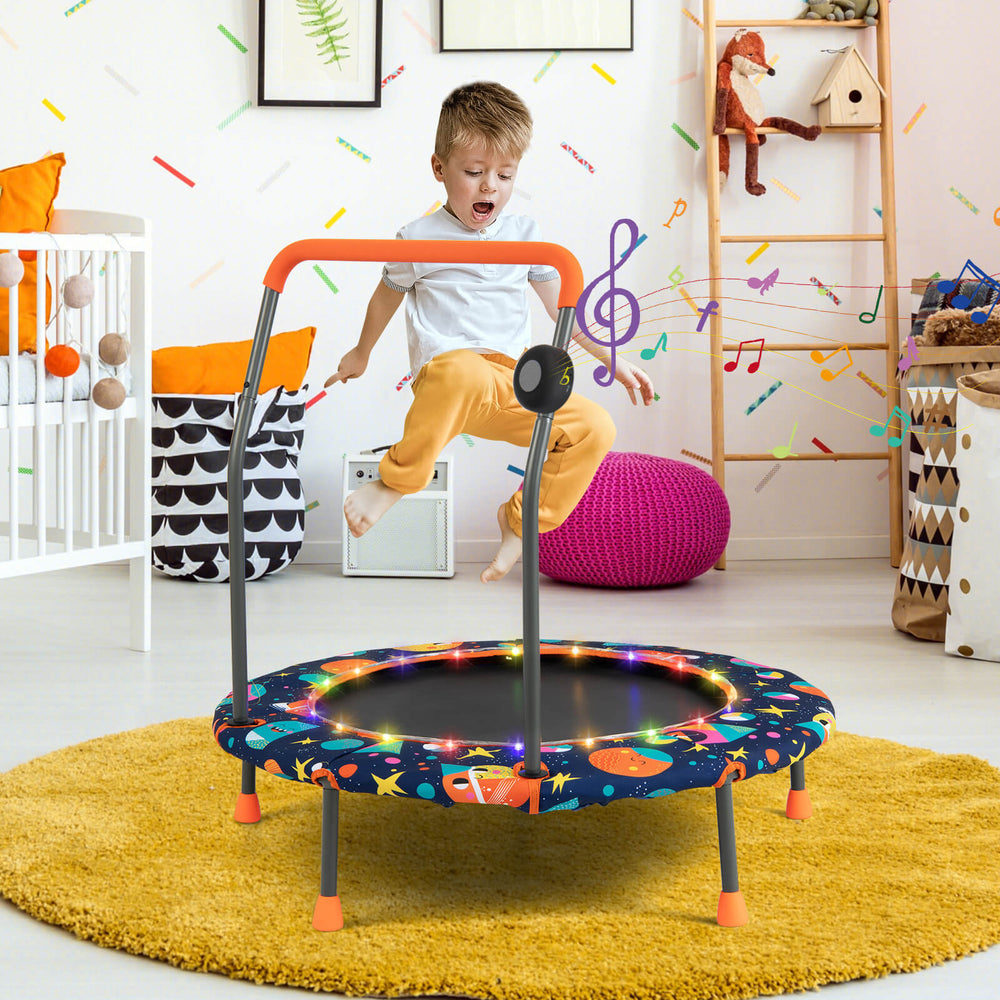 36 Inch Mini Trampoline with Colorful LED Lights and Bluetooth Speaker-Multicolor - Gallery View 1 of 11