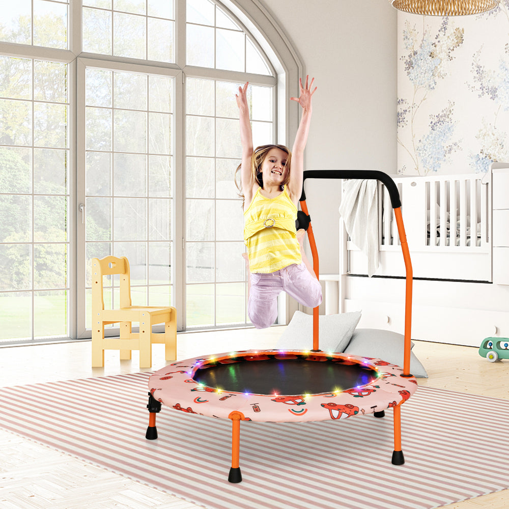 36 Inch Mini Trampoline with Colorful LED Lights and Bluetooth Speaker-Orange - Gallery View 1 of 10