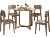 Round 36-inch wood dining table with wing-shaped pedestal base, suitable for 2-4 people in a modern kitchen setting.