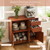 36-inch brown sideboard buffet cabinet featuring a wide top surface and two-door cabinet for versatile kitchen storage.