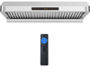 36-inch silver under cabinet range hood with remote control, 900 CFM airflow, and detachable oil collector for easy.