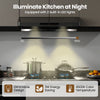 36-inch under cabinet range hood with dual motors, 900 CFM airflow, and 2 dimmable LED lights for kitchen illumination.