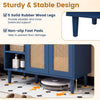 Navy 36-inch under sink cabinet featuring solid rubber wood legs and non-slip foot pads for stable support.