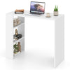 White 36-inch computer desk with 3 open shelves, ideal for home office or study, providing compact storage and.