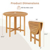 36-inch outdoor folding round dining table in acacia wood, featuring slatted tabletop and space-saving design for.