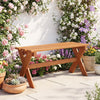 36" Outdoor Solid Wood Bench Set of 1 Backless Patio Dining Bench with Teak Oil Finish - Gallery View 1 of 11