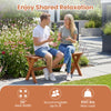 Backless 36" outdoor solid wood bench with teak oil finish, accommodating 2 adults, ideal for patios and gardens.