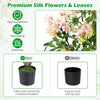 Artificial 36" impatiens tree with pink silk flowers and mini fruits, perfect for home or office decor.