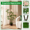 Artificial 36" impatiens tree with pink silk flowers and mini fruits, perfect for living room or office decor.