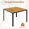 36-inch square outdoor dining table with acacia wood slatted top, designed for 4 people, perfect for patio gatherings.