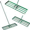 Lawn leveling rake features a sturdy, powder-coated design with a wide plate and ergonomic handle for comfortable use.