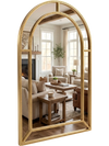 Decorative 36 x 24 inch mirror with a gold beaded frame, perfect for adding elegance to living rooms or entryways.
