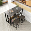 36 Inch 3-Tier Bar Table with Storage Metal Frame Adjustable Foot Pads for Dining Room-Gray - Gallery View 1 of 10