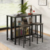 36-inch gray bar table with metal frame, 3-tier storage, and adjustable foot pads for dining or kitchen use.