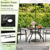 37-inch square patio dining table with 1.57" umbrella hole, sturdy metal frame, perfect for outdoor gatherings.
