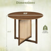 37.5-inch round dining table with walnut finish, PE rattan design, and cross pedestal base, ideal for kitchens or.