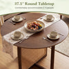 Round 37.5" walnut dining table with PE rattan design, set for four, ideal for kitchens and cozy breakfast nooks.
