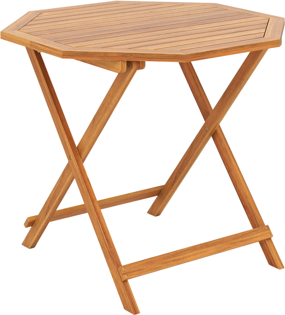 Acacia Wood Outdoor Folding Dining Table for 4 Octagonal with Slatted Tabletop