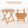 Octagonal acacia wood outdoor folding dining table, 37.5" wide, with slatted tabletop for easy drainage and stability.