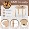 Round dining table with rubber wood legs, smooth edges, and space-saving design, perfect for small kitchens or dining.
