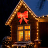 Large 37-inch lighted Christmas bow decoration with 150 warm white LEDs, perfect for outdoor holiday displays.