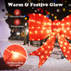37-inch lighted Christmas bow decoration with 150 warm white LED lights, perfect for outdoor holiday displays.