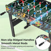 Non-slip ridged handles and smooth metal rods on the 37-inch mini foosball table for enhanced gameplay experience.