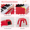 Close-up of the sturdy red stool with non-slip foot pads for the 37 Keys Music Piano, ensuring safe use for kids.