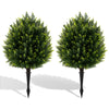 24-inch artificial cypress topiary ball tree set with ground spike, featuring vibrant green leaves for indoor and.
