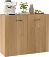 Natural wood 38" buffet sideboard cabinet with two doors, spacious countertop, and ergonomic handles for versatile.