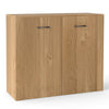 Natural wood 38" buffet sideboard cabinet with two doors, ergonomic handles, and spacious storage for versatile use.