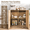 38" modern sideboard cabinet with natural wood texture, featuring 4 shelves for organized kitchenware and snacks.
