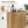 38" modern sideboard cabinet in natural wood with anti-tipping brackets, ideal for kitchen or dining room storage.