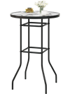 38 Inch Patio Bar Table with Tempered Glass Tabletop