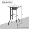 38-inch patio bar table with a tempered glass tabletop and sturdy metal frame, ideal for outdoor use.